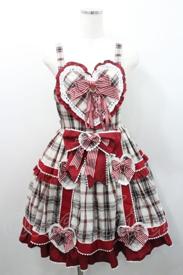 画像1: BABY,THE STARS SHINE BRIGHT / Sweet Wingタータンチェックジャンパースカート  赤チェック I-26-01-08-070-BA-OP-SA-ZI (1)