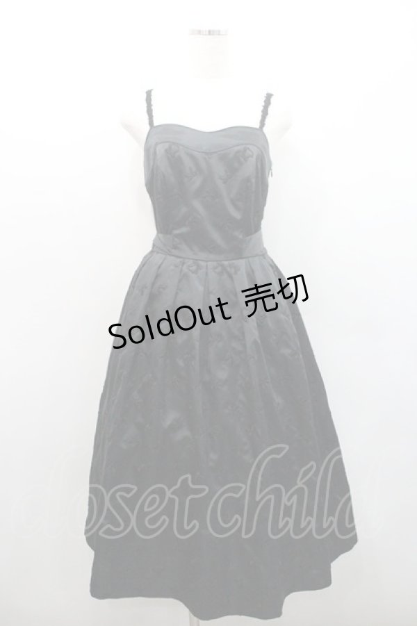 画像1: Lois CRAYON / リボン刺繍キャミワンピース M ブラック I-26-01-08-077-LO-OP-SA-ZI (1)