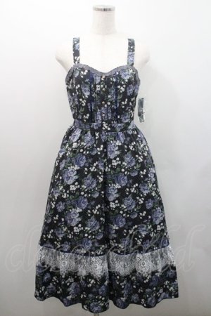 画像: axes femme / 花総柄ビスチェラインジャンスカ  黒 I-26-01-08-078-AX-OP-SA-ZI