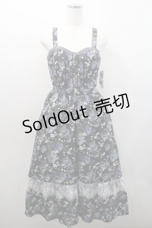 画像: axes femme / 花総柄ビスチェラインジャンスカ  黒 I-26-01-08-078-AX-OP-SA-ZI