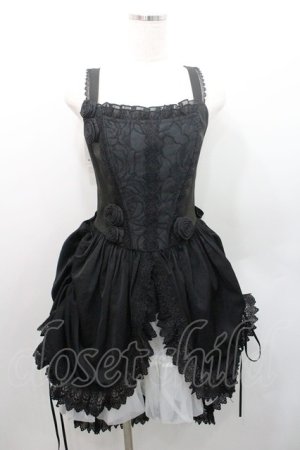 画像: Le Miroir / ローズモチーフコルセットジャンパースカート  黒 I-26-01-08-080-0-OP-SA-ZI