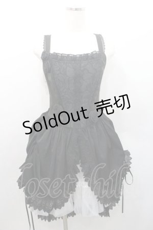 画像: Le Miroir / ローズモチーフコルセットジャンパースカート  黒 I-26-01-08-080-0-OP-SA-ZI