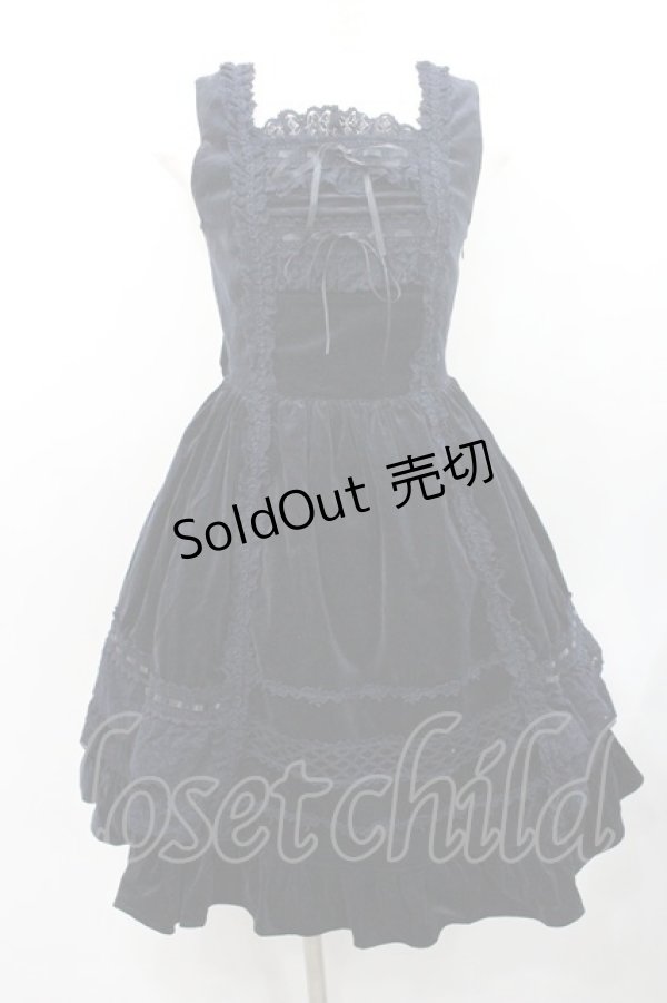 画像1: BABY,THE STARS SHINE BRIGHT / 別珍レースフリルジャンパースカート  紺 I-26-01-08-081-BA-OP-SA-ZI (1)