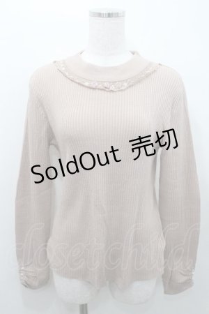 画像: axes femme / ビジューボトルネックリブプルオーバー M ピンク I-26-01-08-009-AX-TO-TE-ZI