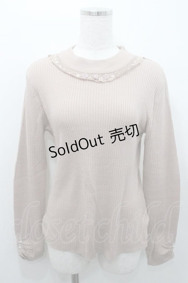 画像1: axes femme / ビジューボトルネックリブプルオーバー M ピンク I-26-01-08-009-AX-TO-TE-ZI (1)