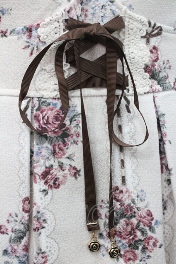 画像3: axes femme / ローズリボン柄ジャンスカ  アイボリー I-26-01-08-087-AX-OP-SA-ZI (3)