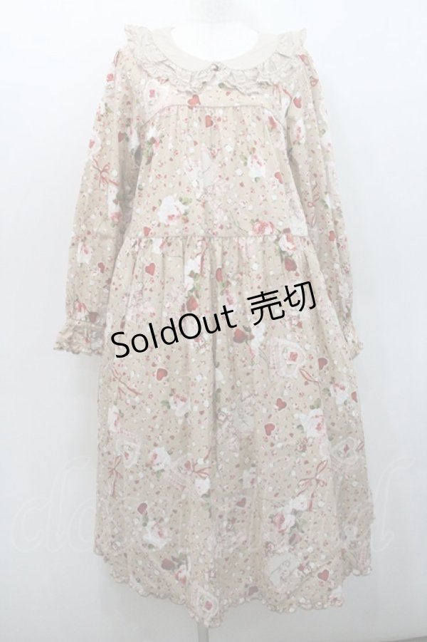 画像1: PINK HOUSE / オーナメントローズプリントミディワンピース  ベージュ I-26-01-08-090-LO-OP-SA-ZI (1)