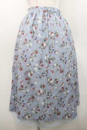 画像: axes femme / ベリー柄ロングスカート  サックス I-26-01-08-093-AX-SK-SA-ZI