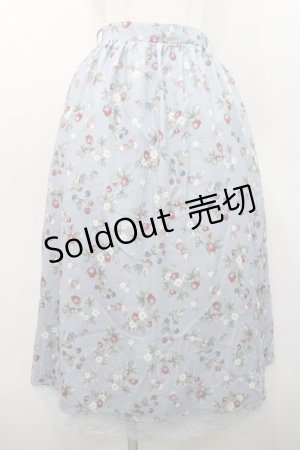 画像: axes femme / ベリー柄ロングスカート  サックス I-26-01-08-093-AX-SK-SA-ZI