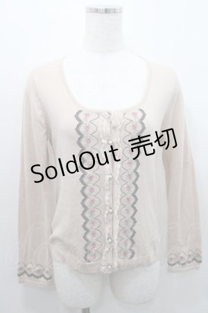 画像: axes femme / 薔薇刺繍カーディガン M ベージュ I-26-01-08-010-AX-TO-TE-ZI
