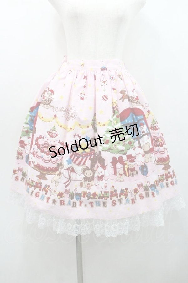 画像1: BABY,THE STARS SHINE BRIGHT / くみゃちゃんのDokiDoki Christmas Party柄スカート  ピンク I-26-01-08-095-BA-SK-SA-ZI (1)