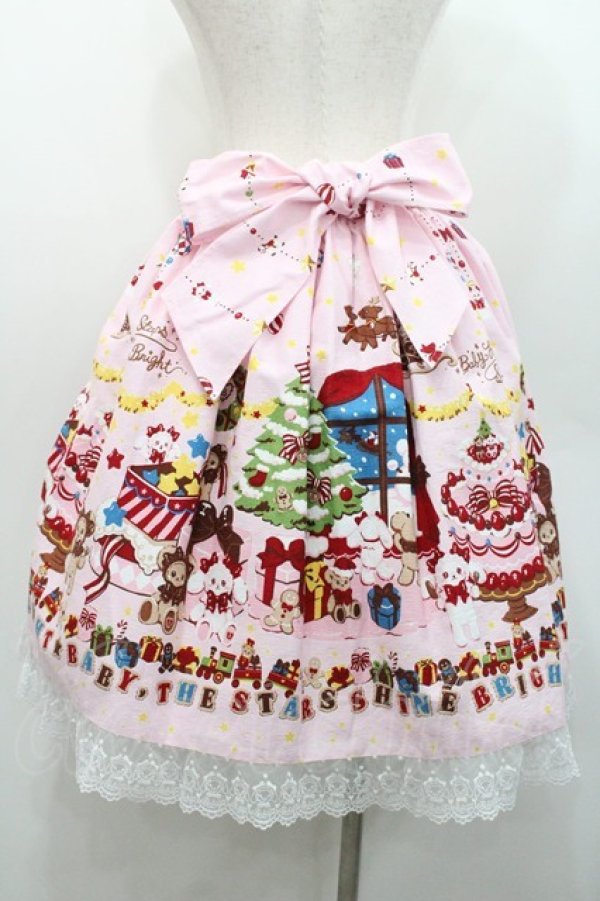 画像2: BABY,THE STARS SHINE BRIGHT / くみゃちゃんのDokiDoki Christmas Party柄スカート  ピンク I-26-01-08-095-BA-SK-SA-ZI (2)