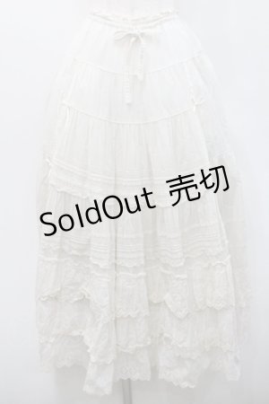 画像: PINK HOUSE / ハシゴレース&綿レーススカート  アイボリー I-26-01-08-099-LO-SK-SA-ZI