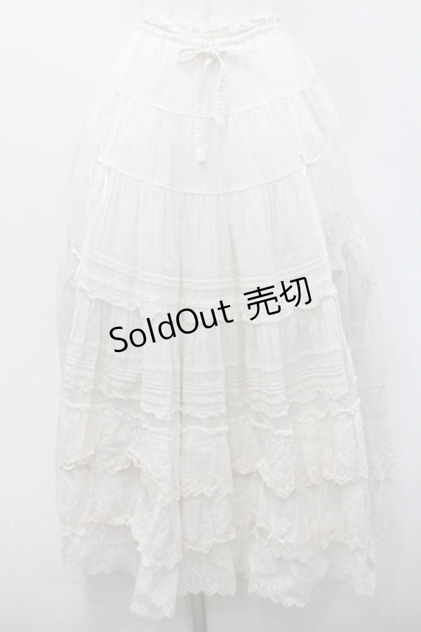 画像1: PINK HOUSE / ハシゴレース&綿レーススカート  アイボリー I-26-01-08-099-LO-SK-SA-ZI (1)