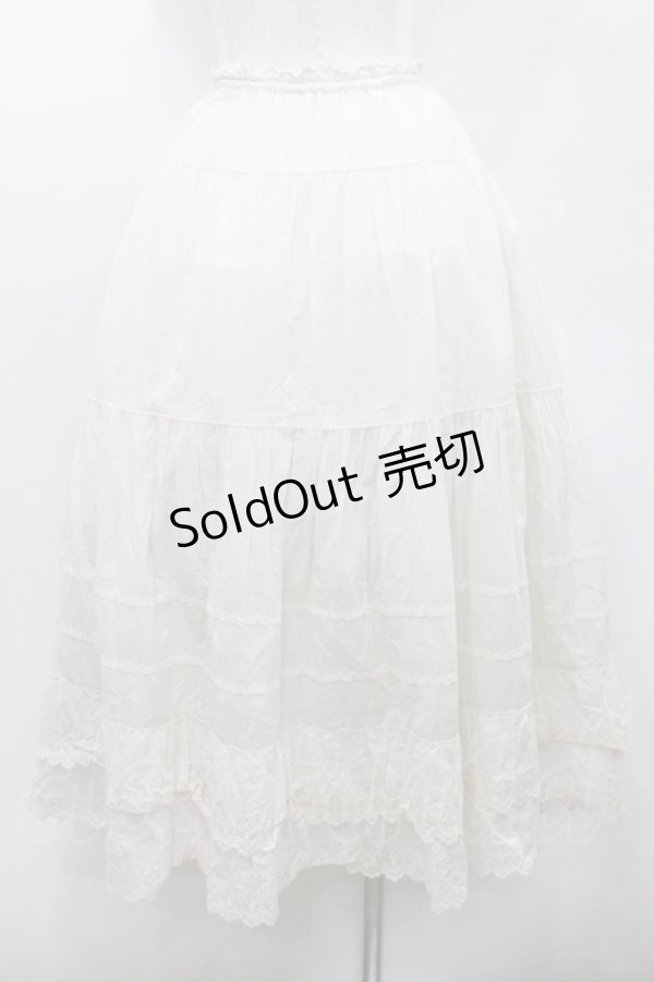 画像2: PINK HOUSE / ハシゴレース&綿レーススカート  アイボリー I-26-01-08-099-LO-SK-SA-ZI (2)