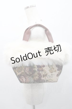 画像: axes femme / ゴブランファーハンドバッグ  ブラウンＸ白 I-26-01-08-105-AX-BG-SA-ZI