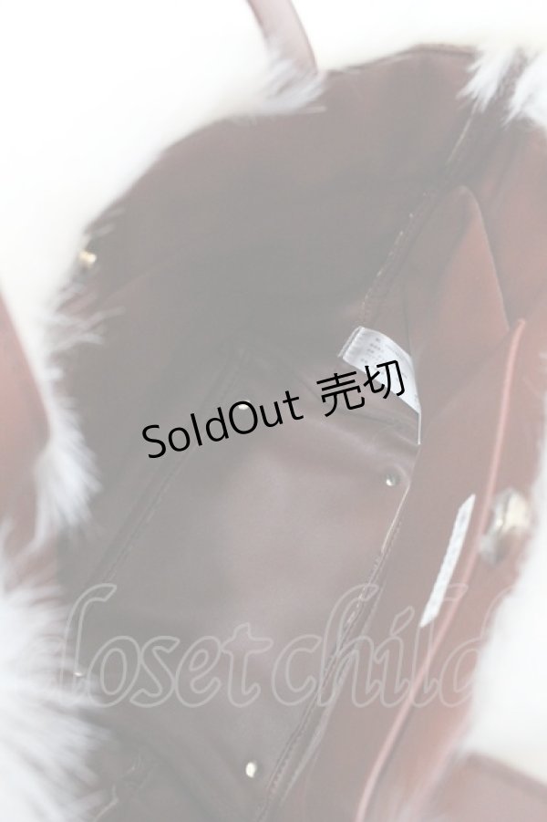 画像4: axes femme / ゴブランファーハンドバッグ  ブラウンＸ白 I-26-01-08-105-AX-BG-SA-ZI (4)