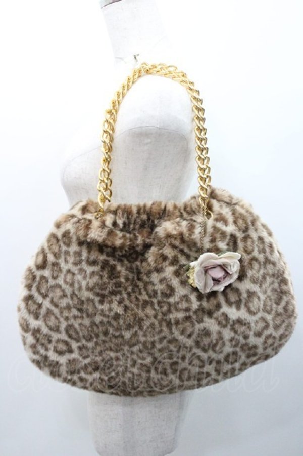 画像1: PINK HOUSE / コサージュ付きレオパードファーバッグ  ブラウン I-26-01-08-106-LO-BG-SA-ZI (1)