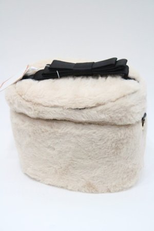 画像: Fi.n.t / ファーリボンバニティバッグ  ベージュＸ黒 I-26-01-08-110-CA-BG-SA-ZI