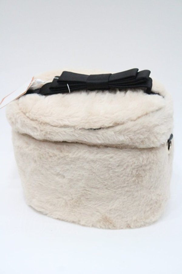 画像1: Fi.n.t / ファーリボンバニティバッグ  ベージュＸ黒 I-26-01-08-110-CA-BG-SA-ZI (1)