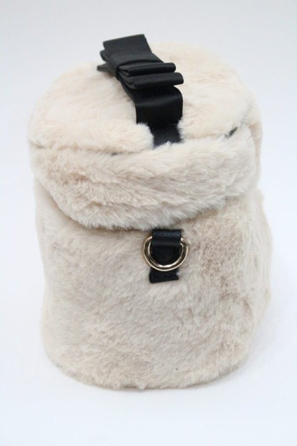 画像2: Fi.n.t / ファーリボンバニティバッグ  ベージュＸ黒 I-26-01-08-110-CA-BG-SA-ZI (2)