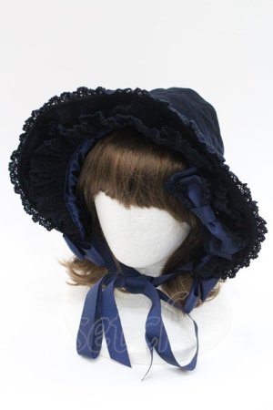 画像: BABY,THE STARS SHINE BRIGHT / 別珍トーションレースボンネット  紺 I-26-01-08-112-BA-AC-SA-ZI