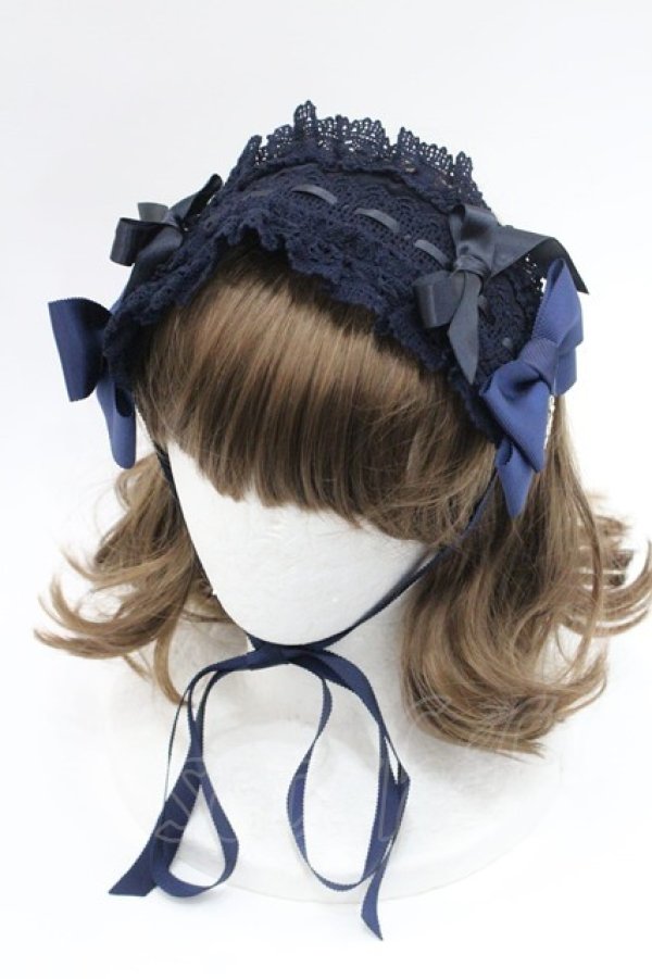 画像1: BABY,THE STARS SHINE BRIGHT / 別珍プリンセスドロップヘッドドレス  紺 I-26-01-08-113-BA-AC-SA-ZI (1)