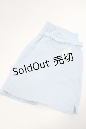 画像: LISTEN FLAVOR / 天使の羽根バックルベルト付レッグカバー  サックスＸ白 I-26-01-08-123-PU-ZA-SA-ZI