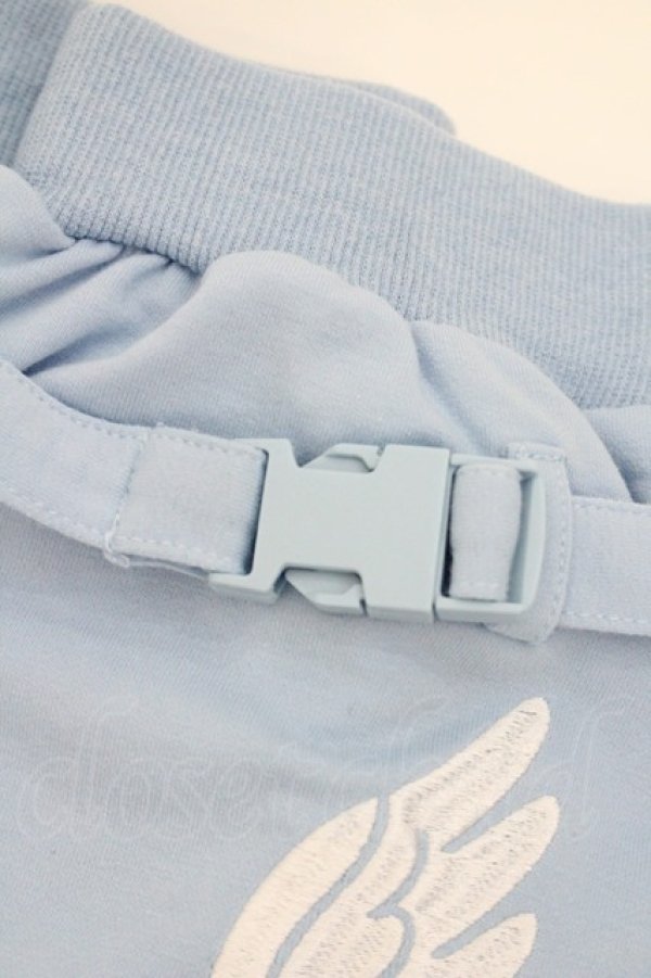 画像2: LISTEN FLAVOR / 天使の羽根バックルベルト付レッグカバー  サックスＸ白 I-26-01-08-123-PU-ZA-SA-ZI (2)