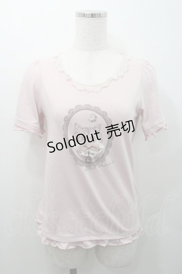 画像1: axes femme / 猫プリントTシャツ M ピンク I-26-01-08-018-AX-TS-TE-ZI (1)