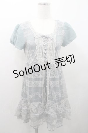 画像: axes femme / 刺繍入りチュールチュニック M グリーン I-26-01-08-021-AX-TO-TE-ZI