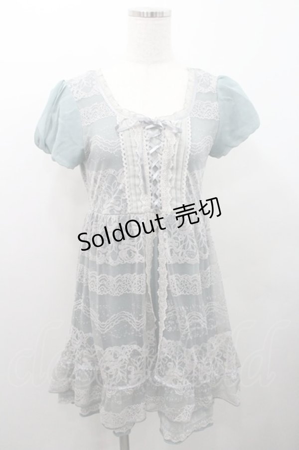 画像1: axes femme / 刺繍入りチュールチュニック M グリーン I-26-01-08-021-AX-TO-TE-ZI (1)