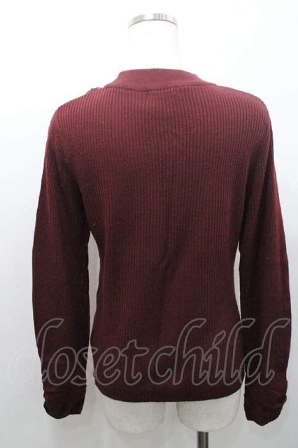 画像2: axes femme / ビジューボトルネックリブプルオーバー M ワイン I-26-01-08-025-AX-TO-TE-ZI (2)