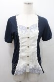 画像1: axes femme / 胸元レース重ね着風トップス M ネイビー I-26-01-08-027-AX-TO-TE-ZI (1)