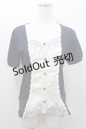 画像: axes femme / 胸元レース重ね着風トップス M ネイビー I-26-01-08-027-AX-TO-TE-ZI