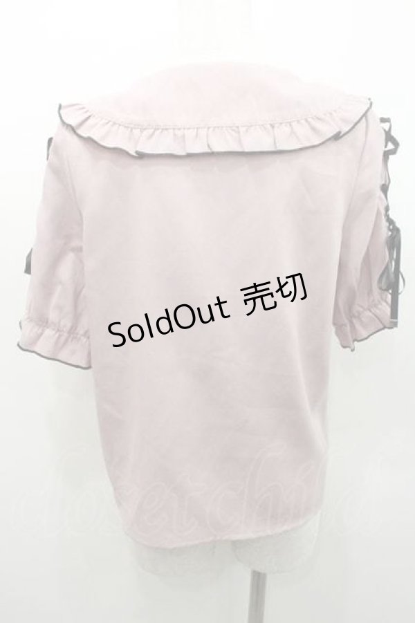 画像2: MA*RS / 袖スピンドル丸襟ブラウス  ピンクＸ黒 I-26-01-10-003-EL-BL-SA-ZI (2)