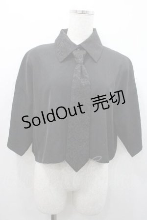 画像: HARE / ジャガード切替シャツ  黒 I-26-01-10-023-0-BL-SA-ZI