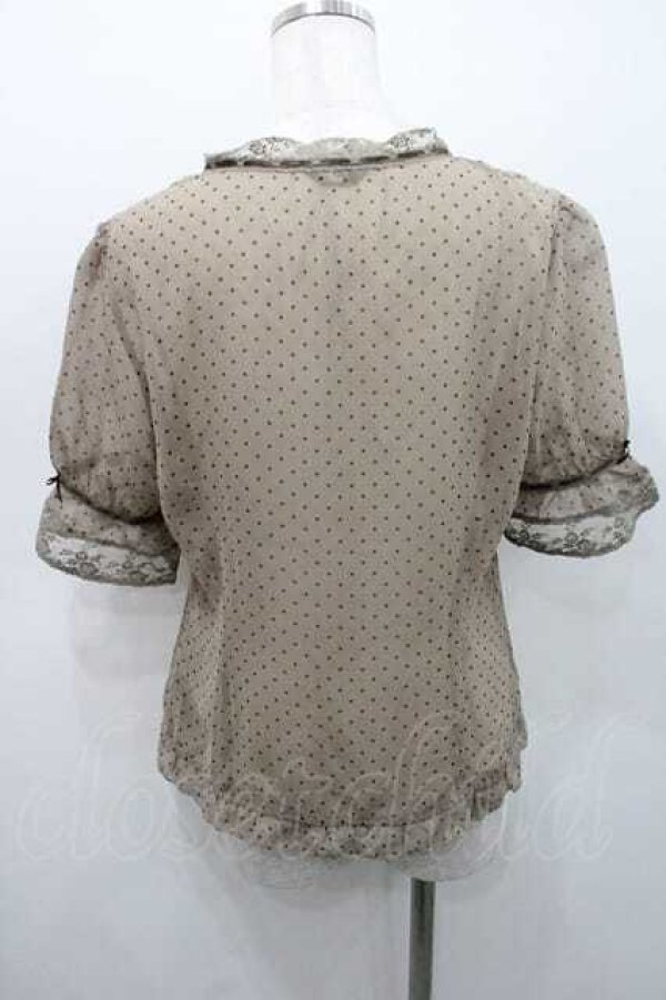 画像2: INGEBORG / 水玉柄スタンドレースカラーブラウス M ベージュ I-26-01-10-026-LO-BL-SA-ZI (2)