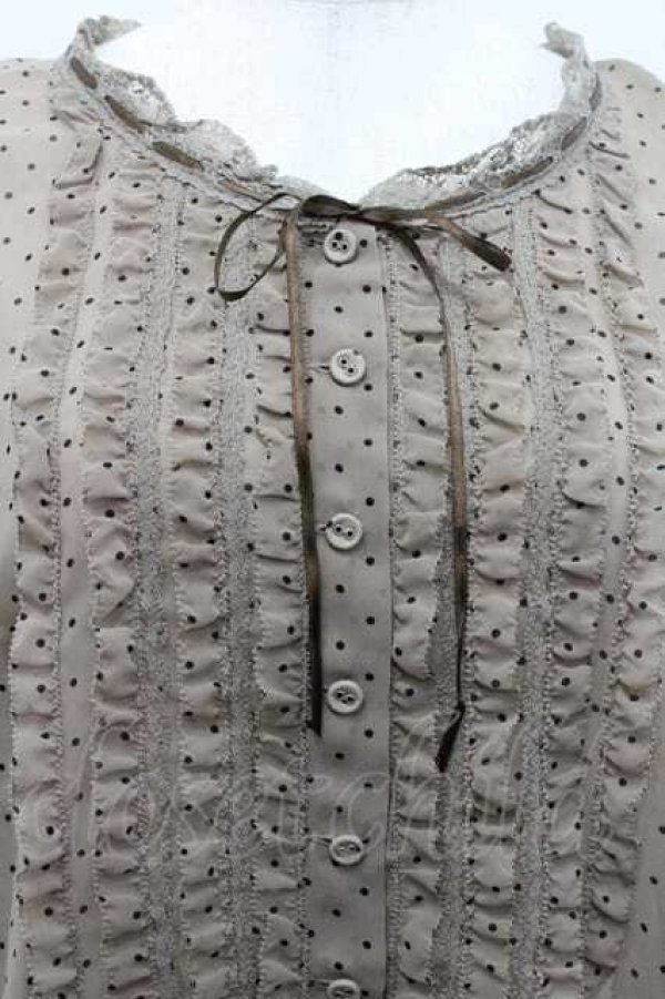 画像4: INGEBORG / 水玉柄スタンドレースカラーブラウス M ベージュ I-26-01-10-026-LO-BL-SA-ZI (4)