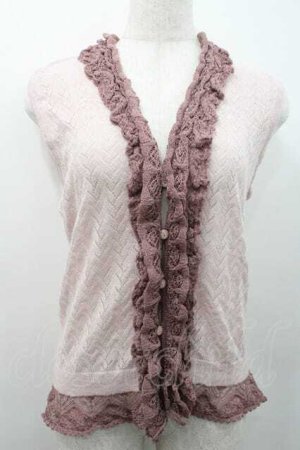 画像: INGEBORG / フリルニットベスト M ピンク I-26-01-10-027-LO-TO-SA-ZI