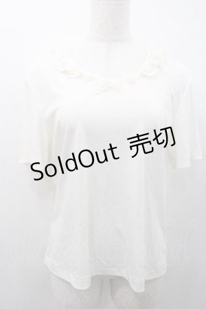 画像: INGEBORG / フリル襟&モチーフ付半袖トップス M アイボリー I-26-01-10-029-LO-TO-SA-ZI