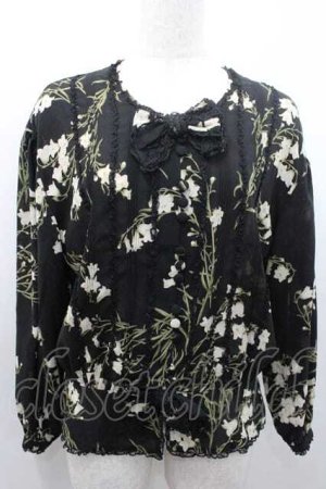 画像: INGEBORG / 百合柄2つリボン長袖シアーブラウス  ブラック I-26-01-10-030-LO-BL-SA-ZI