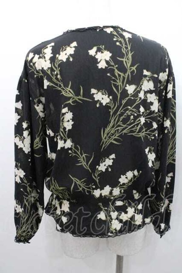 画像2: INGEBORG / 百合柄2つリボン長袖シアーブラウス  ブラック I-26-01-10-030-LO-BL-SA-ZI (2)