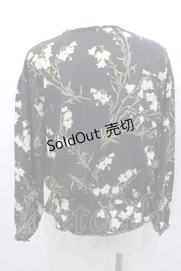 画像2: INGEBORG / 百合柄2つリボン長袖シアーブラウス  ブラック I-26-01-10-030-LO-BL-SA-ZI (2)