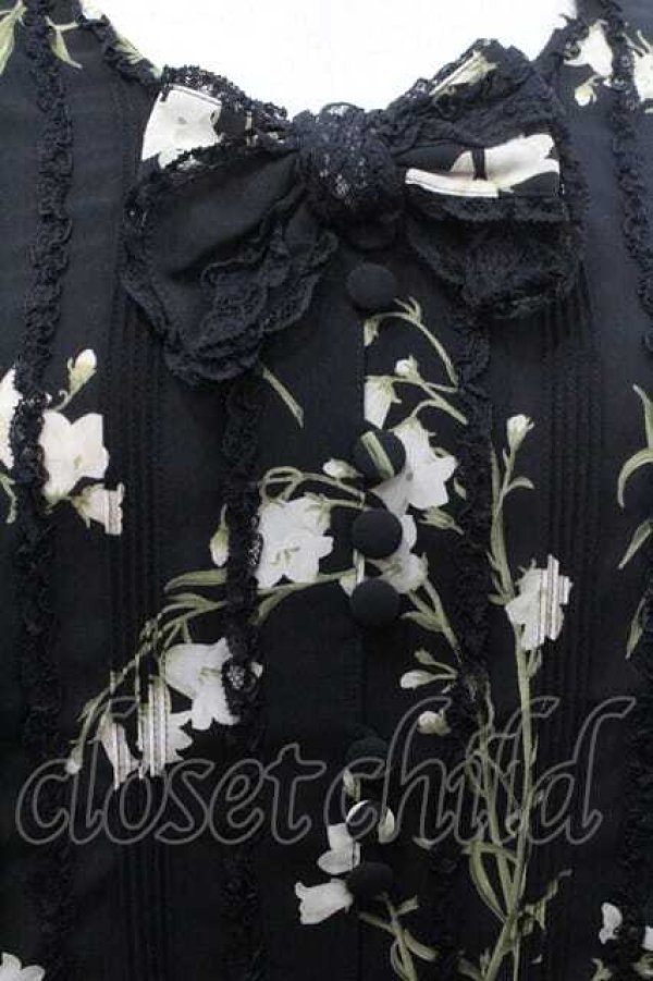 画像3: INGEBORG / 百合柄2つリボン長袖シアーブラウス  ブラック I-26-01-10-030-LO-BL-SA-ZI (3)