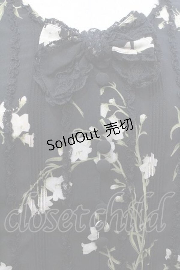 画像3: INGEBORG / 百合柄2つリボン長袖シアーブラウス  ブラック I-26-01-10-030-LO-BL-SA-ZI (3)