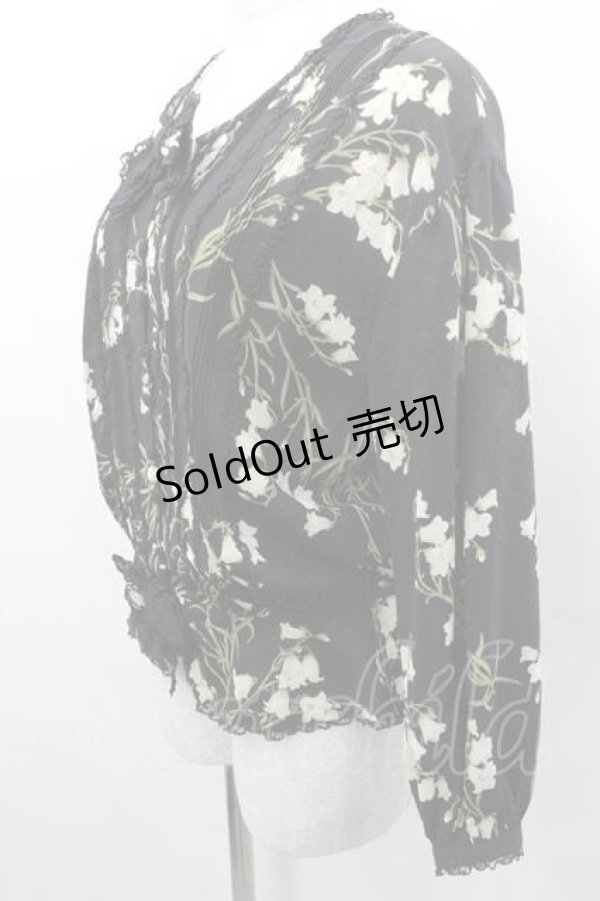 画像4: INGEBORG / 百合柄2つリボン長袖シアーブラウス  ブラック I-26-01-10-030-LO-BL-SA-ZI (4)