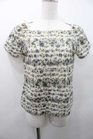 画像: INGEBORG / 花ストライプ柄リボン結びトップス L ブルー I-26-01-10-032-LO-TO-SA-ZI