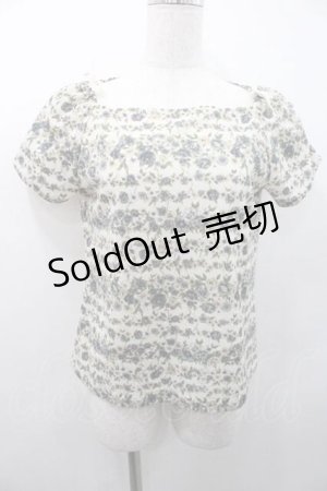 画像: INGEBORG / 花ストライプ柄リボン結びトップス L ブルー I-26-01-10-032-LO-TO-SA-ZI