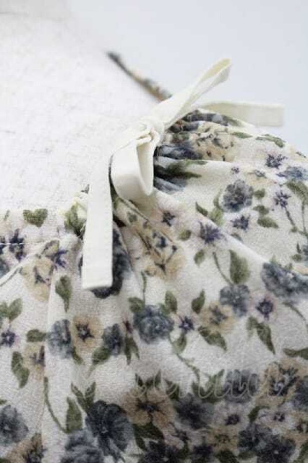 画像4: INGEBORG / 花ストライプ柄リボン結びトップス L ブルー I-26-01-10-032-LO-TO-SA-ZI (4)